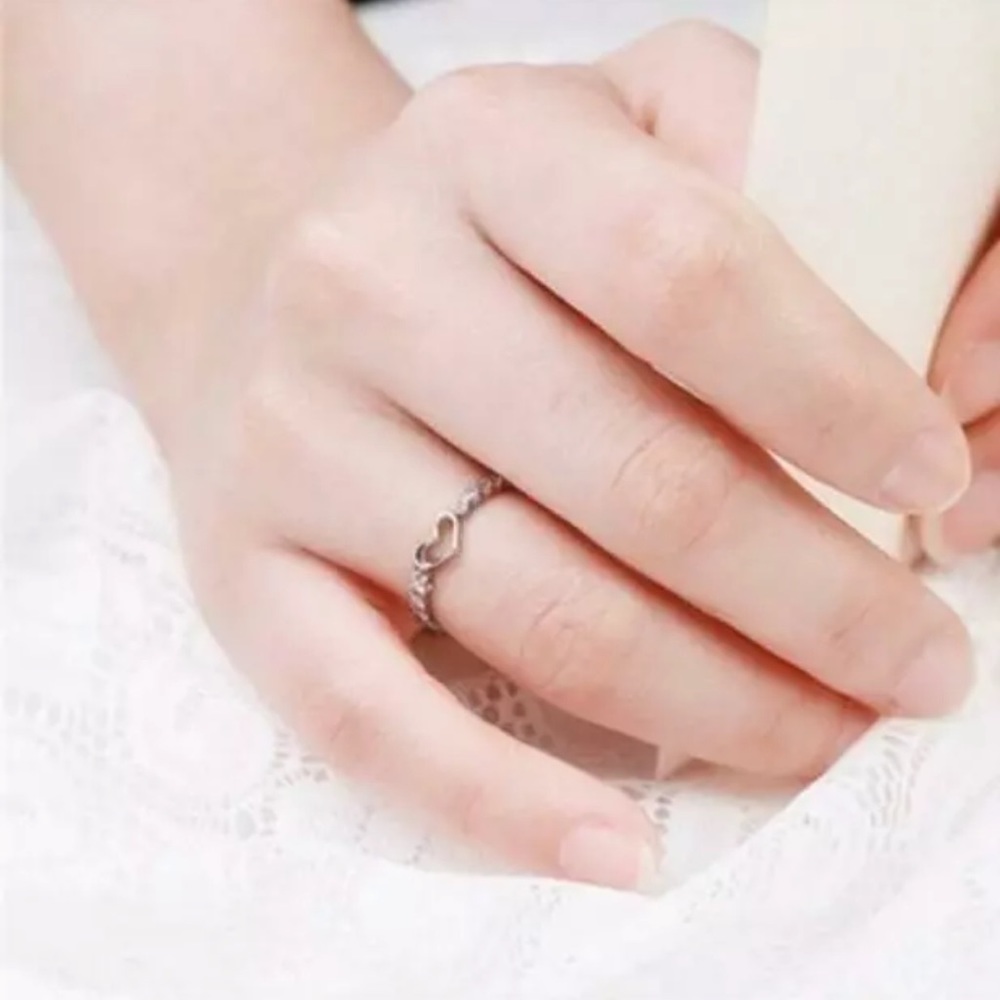 Heart Women 925 Silver Rings White Sapphire Ring - Picture 5 of 5